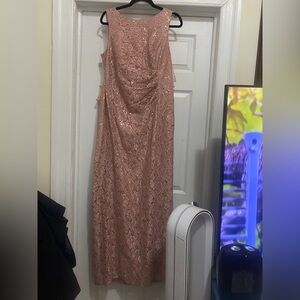 Oleg Cassini Dusky Rose Lace Sequin Maxi Gown